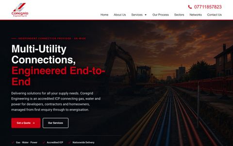 Coregrid Engineering homepage: "Multi-Utility Connections, Engineered End-to-End"