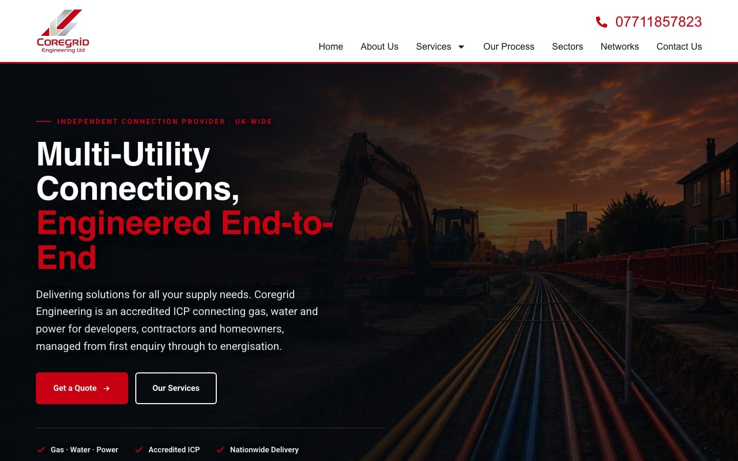 Coregrid Engineering homepage: "Multi-Utility Connections, Engineered End-to-End"