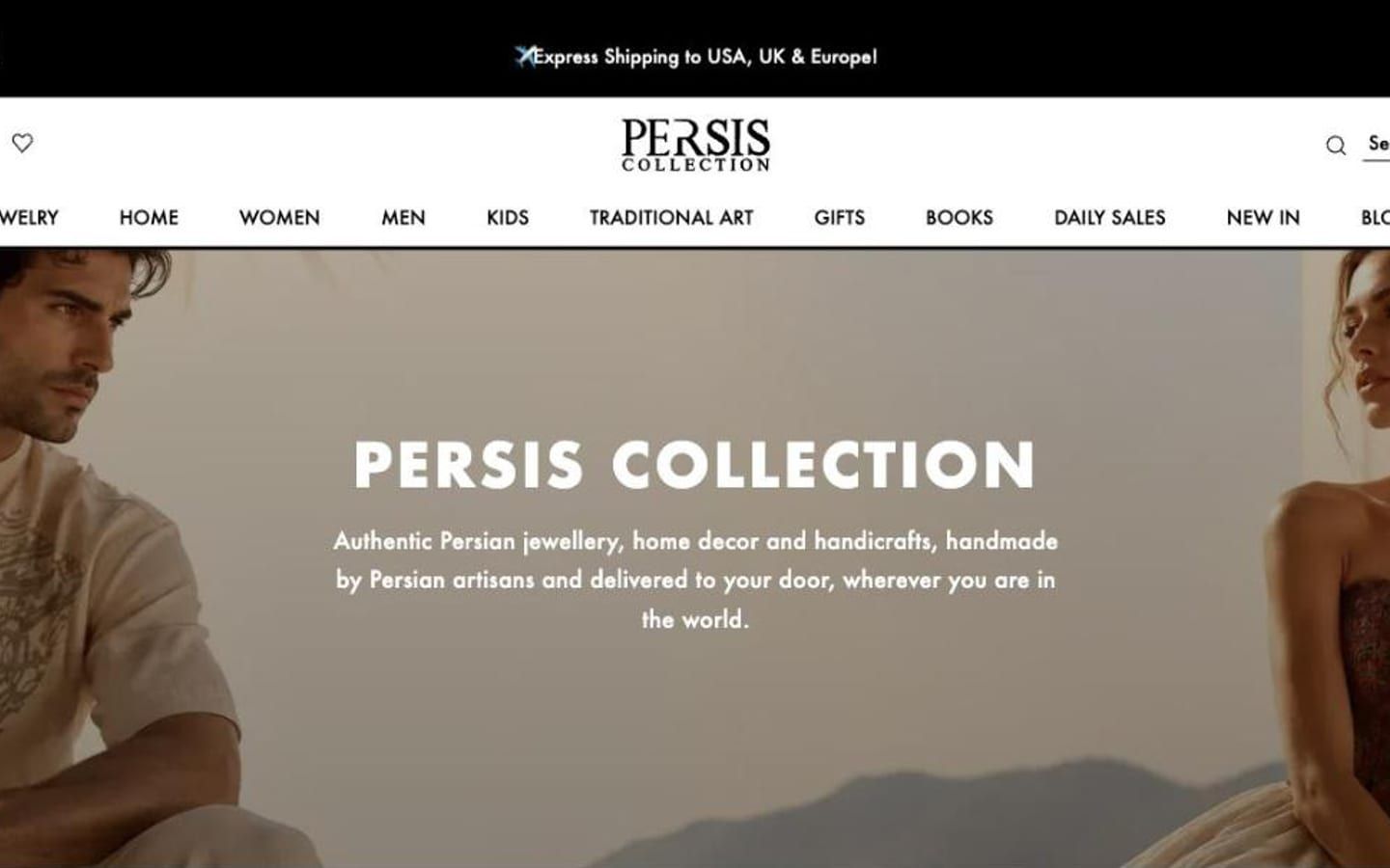 Persis Collection homepage: authentic Persian jewellery, home decor and handicrafts
